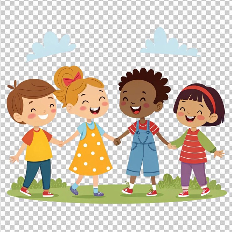 PSD gruppo di bambini doodle personaggio dei cartoni animati