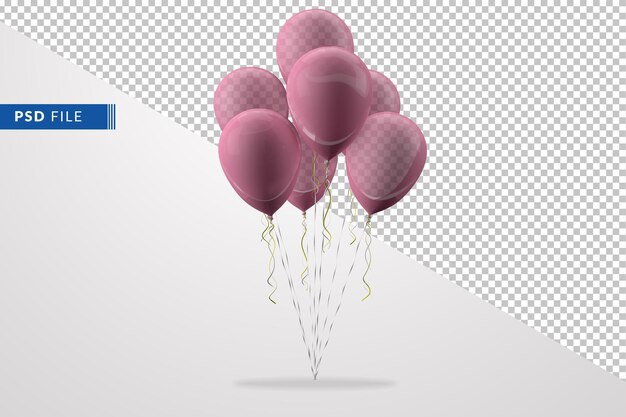 Gruppo di palloncini rosa isolato su sfondo fuori