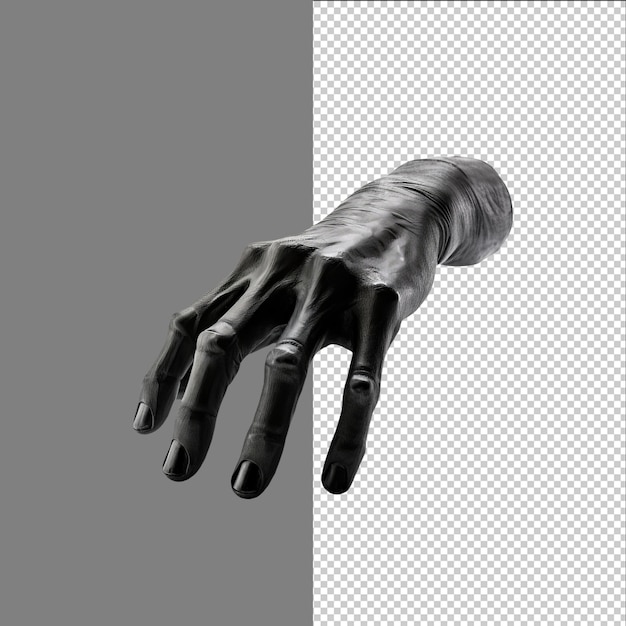Gruselige schwarze gehende Hand isoliert auf transparentem Hintergrund png psd