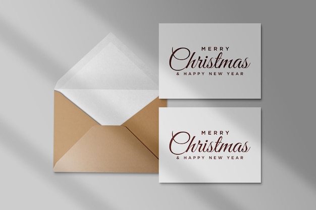 Grußkarte umschlag mockup weihnachtskonzept psd mit schatten