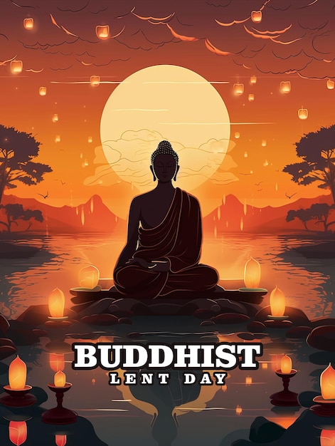 PSD grußplakat zum buddhistischen fastentag