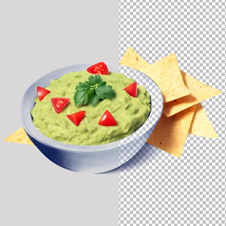 PSD guacamole aislado sobre un fondo transparente