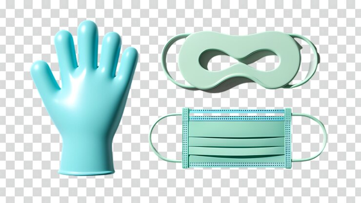 PSD un guante azul con un guante verde en él y un guante azul a la derecha