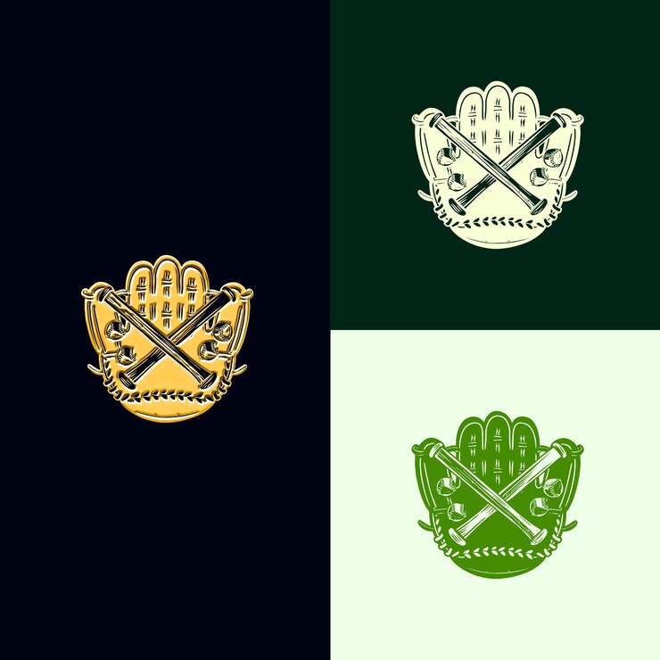 PSD guante de béisbol png con logotipo vintage con un contorno de baseba cosido diseños creativos de arte