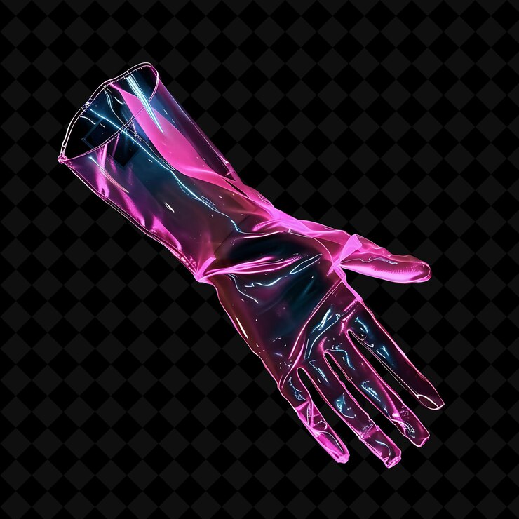 PSD guantes elegantes con un diseño sin dedos y un aspecto chic hechos png y2k decoración de color neón de forma