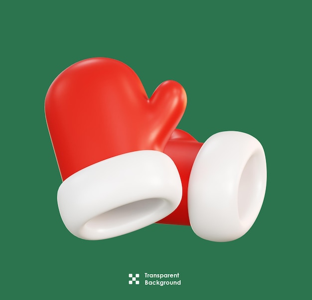 PSD guantes de navidad aislados icono de decoración de x'mas de dibujos animados ilustración 3d