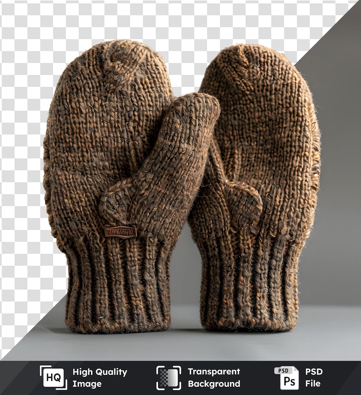 PSD guantes de punto sobre un fondo gris imagen transparente