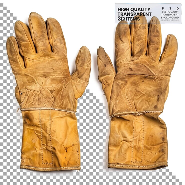 PSD guantes de trabajo guantes usados para proteger las manos durante el trabajo sobre un fondo transparente