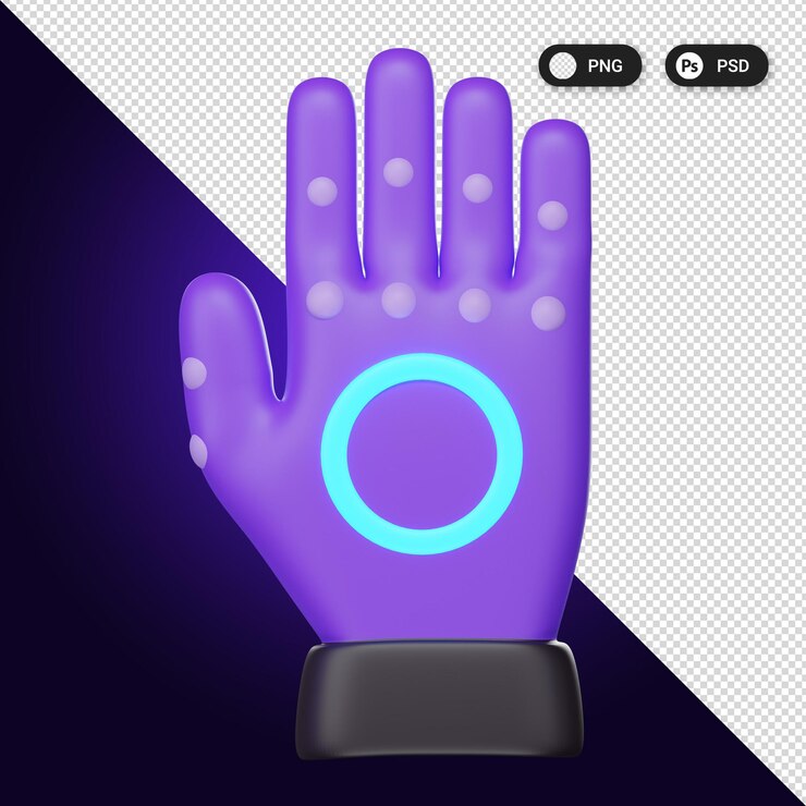 PSD guantes vr iconos de realidad virtual establecen elementos de diseño web ux ui representación 3d