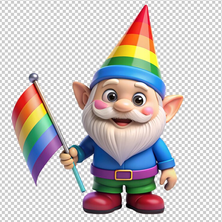 PSD el guapo gnomo lgbtq en un fondo transparente
