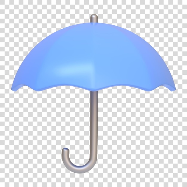 Guarda-chuva azul isolado em fundo branco ícone 3D sinal e símbolo desenho animado estilo mínimo renderização 3D