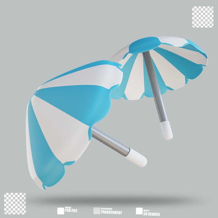 PSD guarda-chuva de praia de ilustração 3d 2
