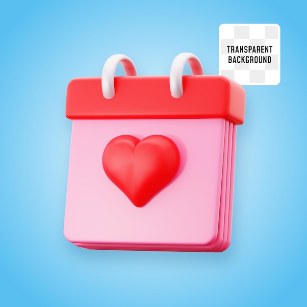 Guarda la fecha del calendario de amor para una feliz boda o el día de San Valentín diseño de ilustración de iconos en 3D