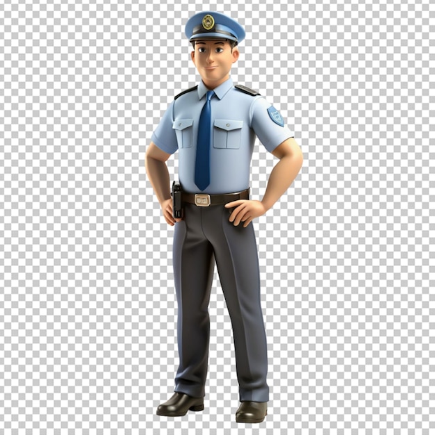 Un guardia de seguridad en 3d sobre un fondo transparente.