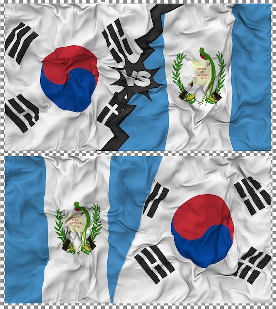 Guatemala contra Corea del Sur Media bandera combinada con textura en 3D