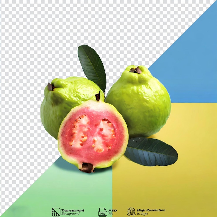 PSD guava-früchte, isoliert auf durchsichtigem hintergrund