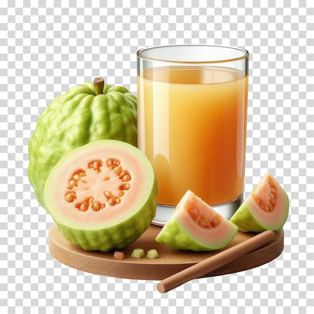 PSD guava juice with guava beside transparent background