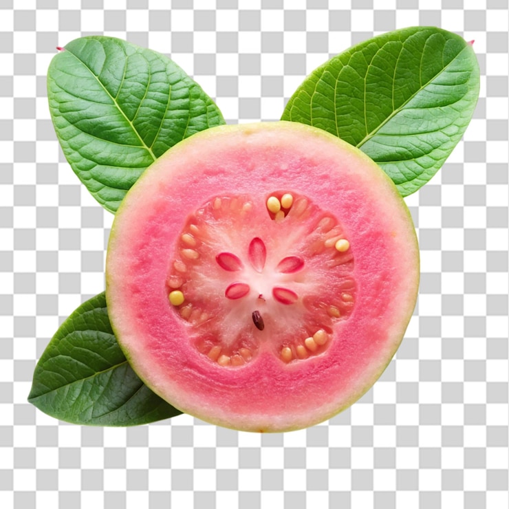 PSD guava rosa vista dall'alto isolata su uno sfondo trasparente