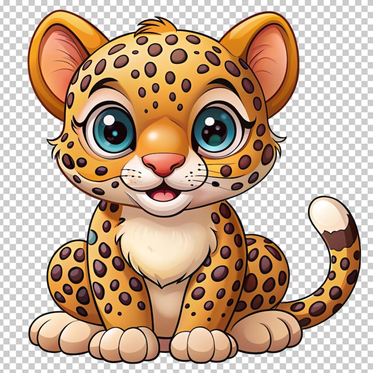 PSD un guepardo bebé de dibujos animados