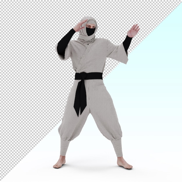 PSD guerreiro 3d ninja isolado