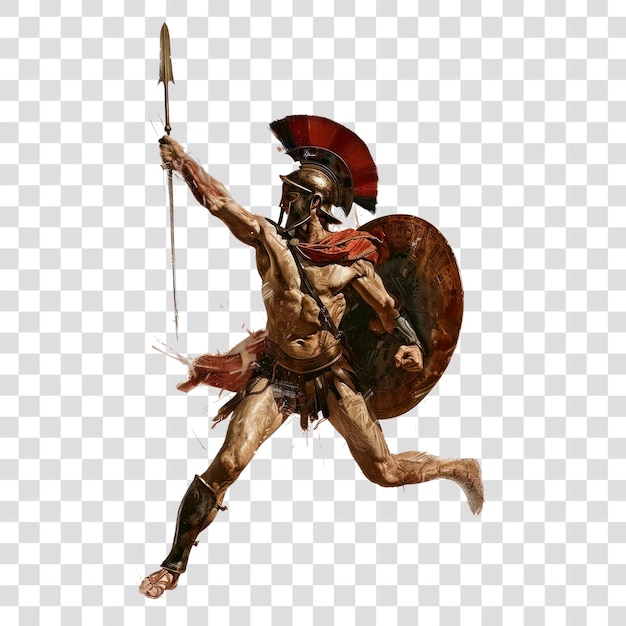 Guerreiro antigo da PNG em postura de batalha