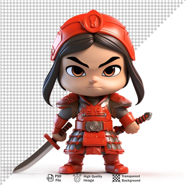 Guerreiro samurai 3d isolado em fundo transparente