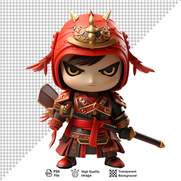 PSD guerreiro samurai 3d isolado em fundo transparente