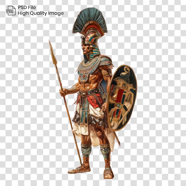 Guerrero antigo da PNG com escudo de lança