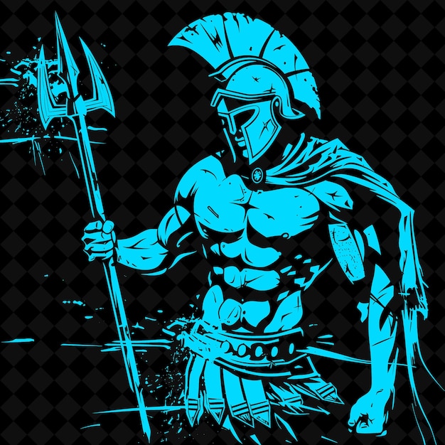 PSD un guerrero con una espada y un escudo en el centro de la imagen