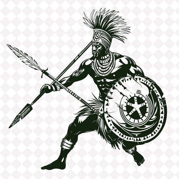 PSD un guerrero con una espada y un escudo en la espalda