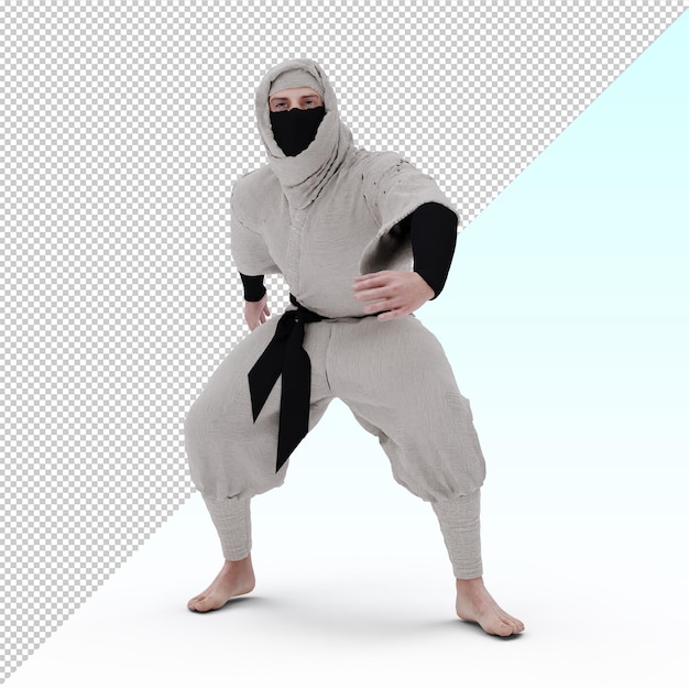 PSD guerrier ninja 3d isolé