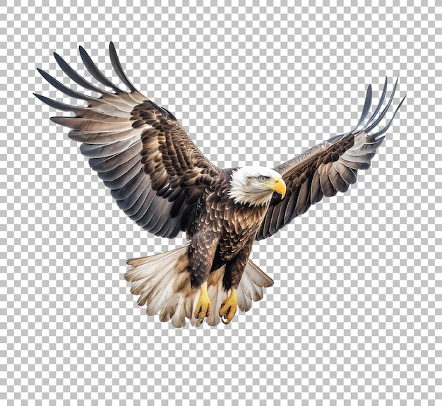 Águia careca americana voando isolada em fundo branco Águia careca voando em png isolado.