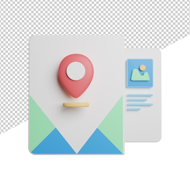 PSD guía de viajes mapas vista frontal iconos 3d que representan la ilustración sobre fondo transparente