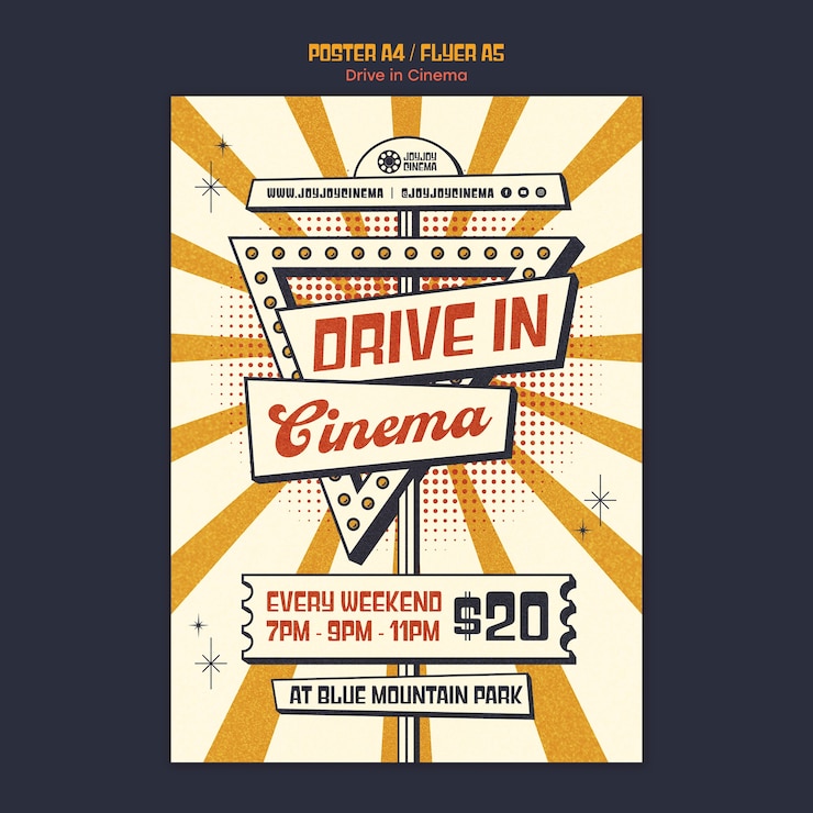 PSD guida nel modello di poster del cinema