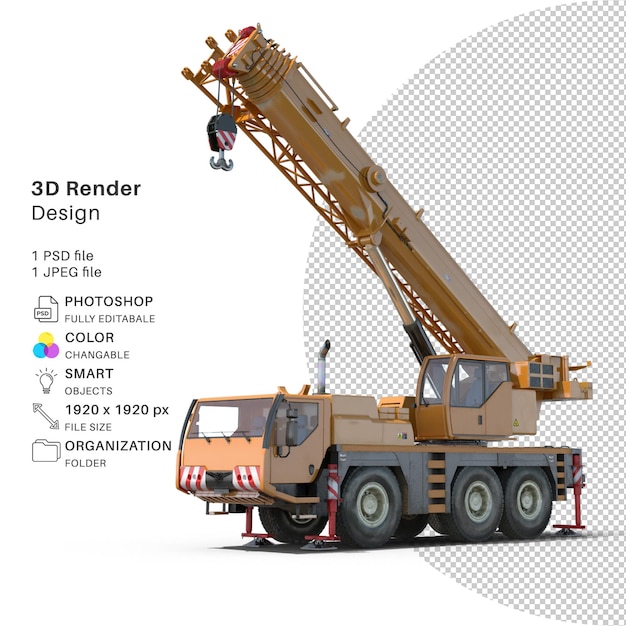 Guindaste móvel compacto modelagem 3d arquivo psd realista