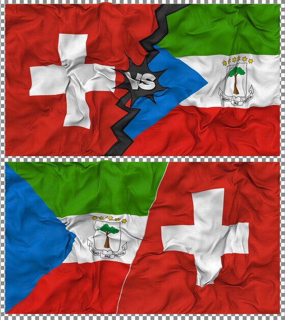 Guinea equatoriale contro Svizzera Mezzina bandiera combinata Tessuto Bump Texture Rendering 3D