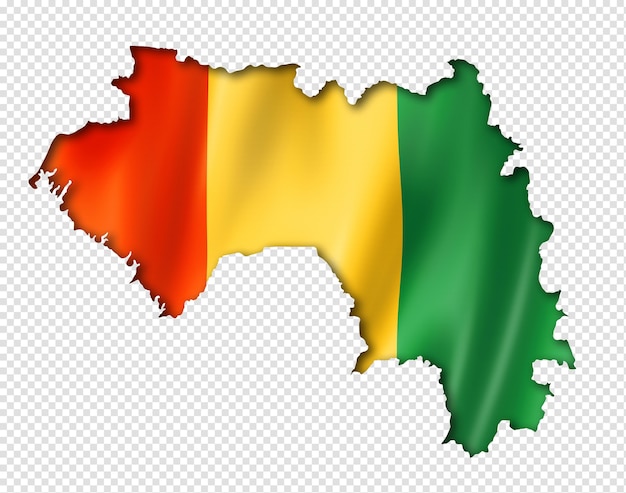 PSD guinea flag map, dreidimensionaler render, isoliert auf weiß