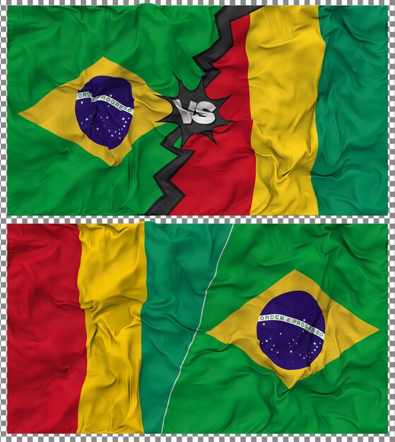 La Guinée contre le Brésil Half Combined Flag Cloth Bump Texture Rendering 3D