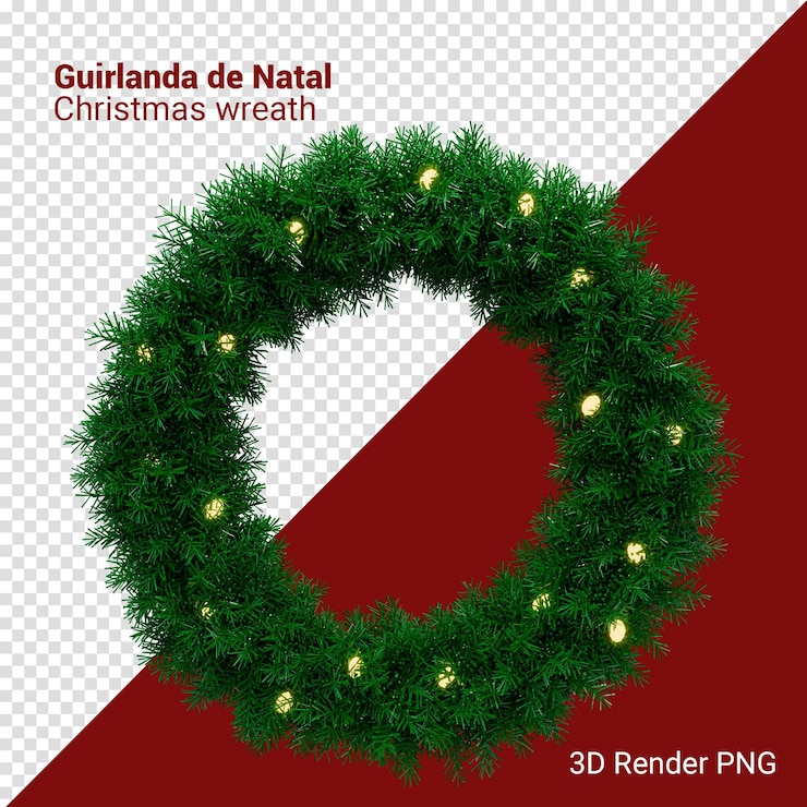 PSD guirlanda 3d con corona decorada 3d para la composición de navidad