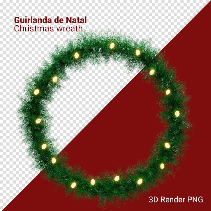 PSD guirlanda 3d con corona decorada 3d para la composición de navidad