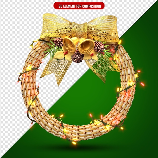 PSD guirlanda de natal com laço dourado