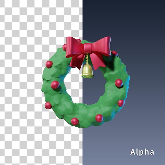 guirlande de noël rouge bowknot rendu 3d