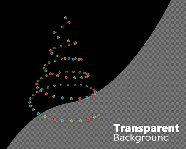 La guirnalda del árbol de Navidad aislada sobre un fondo transparente