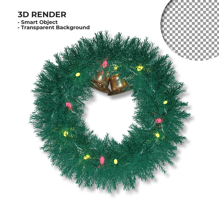 PSD guirnalda de navidad 3d realista renderizado fondo aislado