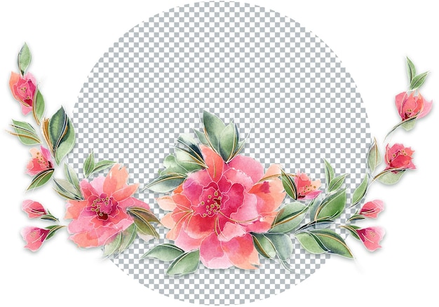 Guirnalda de rosas de ditsy floral rosa estado de ánimo primaveral con composición de corona de delicadas flores rosadas de acuarela