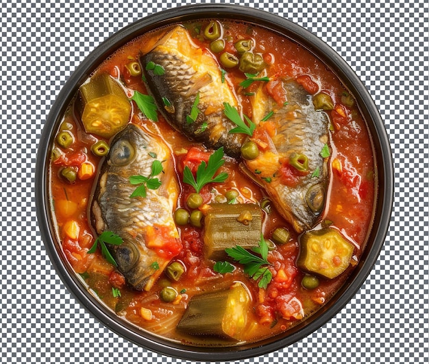 PSD guisado de peixe delicioso isolado em fundo transparente