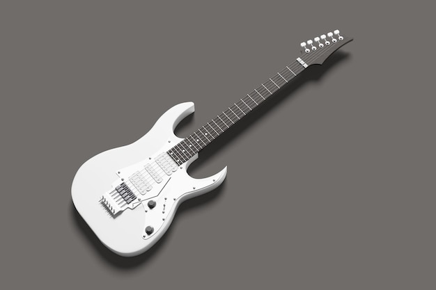 Guitare électrique blanche sur surface grise
