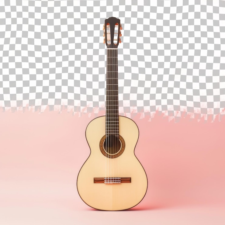 PSD une guitare est montrée en arrière-plan avec un fond rose