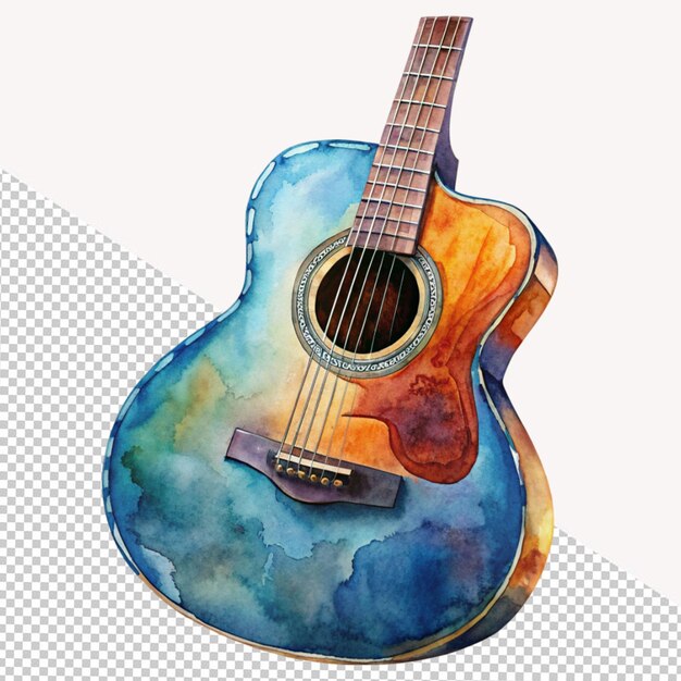 PSD guitarra de acuarela en un fondo transparente