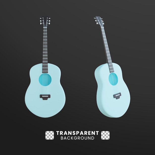 Guitarra acústica 3d com cor azul